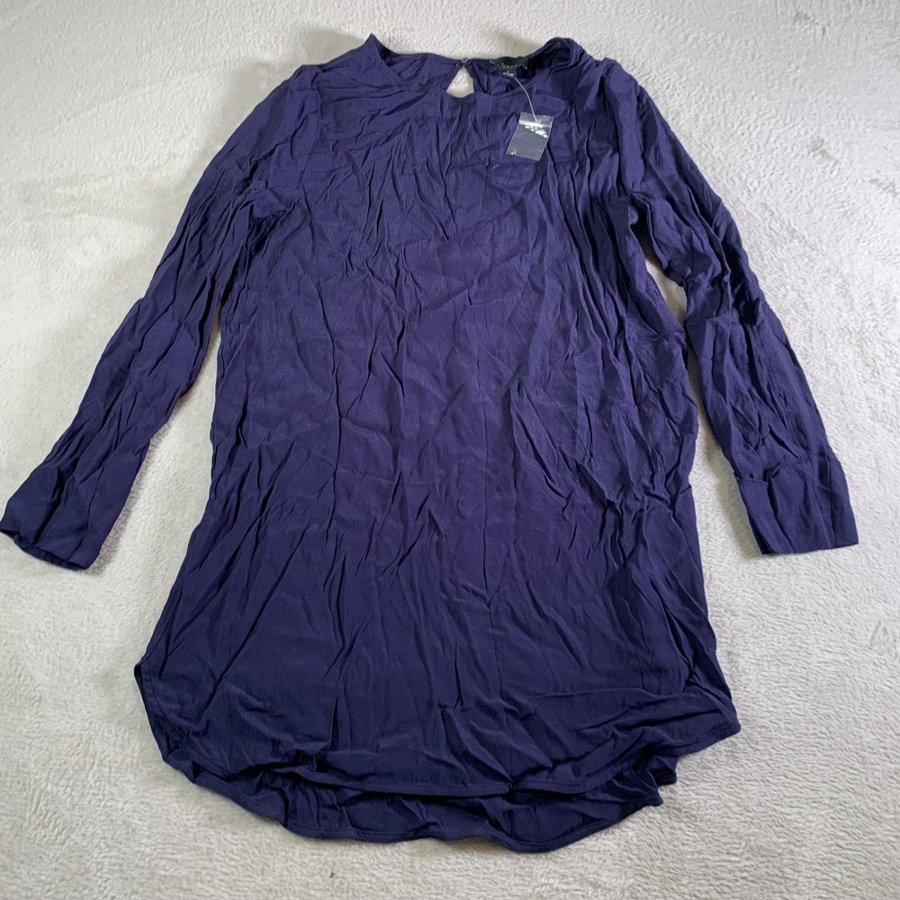 Lumiere Dress Womens Large Blue V Neck Long Sleeve Shift‎ Casual Workwear Tunic